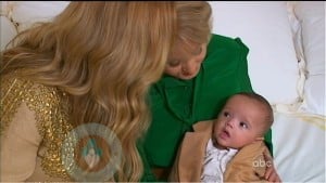 Mariah Carey and Barbara Walters with baby Moroccan Cannon