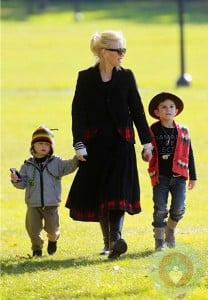 Gwen Stefani at the park with her boys Kingston and Zuma