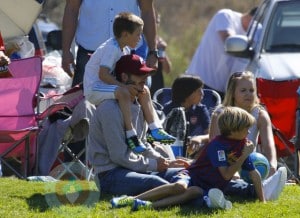 David Beckham with sons Cruz and Romeo