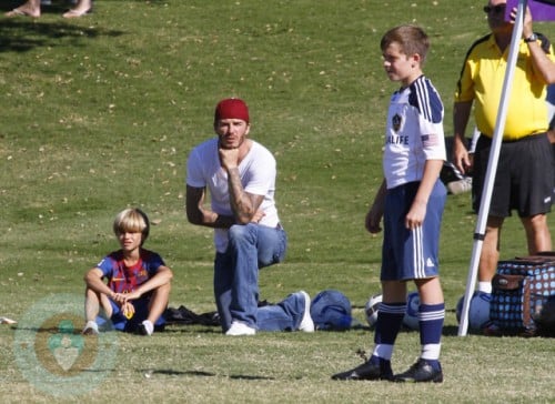 David Beckham with son Brooklyn and Romeo
