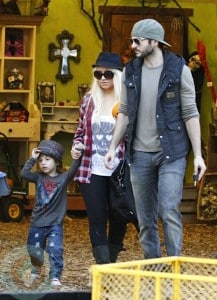 Christina Aguilera and her boyfriend Matt Rutler with son Max Bratman