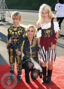 Camille Grammer with kids Jude and Mason at 18th Annual Dream Halloween LA