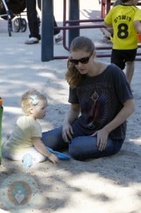 Amy Adams with daughter Aviana at Cold Water Park