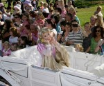 Rapunzel arrives at Disney’s Rapunzel’s Royal Celebration event in Kensington Gardens in central London