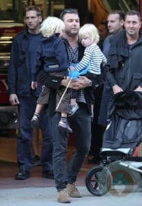 Liev Schreiber with his boys Sammy and Sasha at the firehouse in NYC