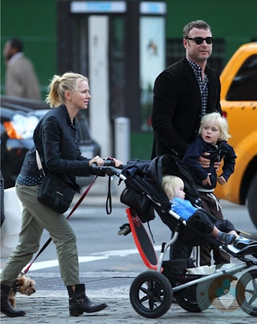 Naomi Watts and Liev Schreiber with their boys Sammy and Sasha