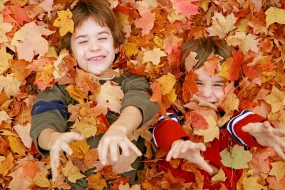 kids playing in the Fall