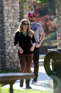 Pregnant Hilary Duff with husband Mike Comrie