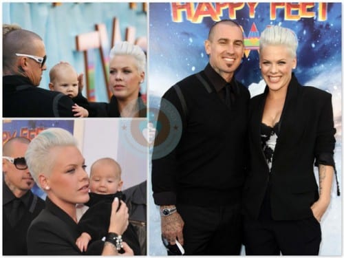 Alecia Moore and Carey Hart With Willow @Happy Feet Prem