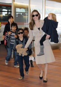 Angelina Jolie with daughter Vivienne and sons Maddox and Pax