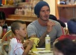 David and Cruz Beckham at Color Me Mine