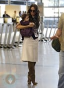 Victoria and Harper Beckham at LAX