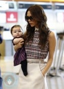 Victoria and Harper Beckham at LAX