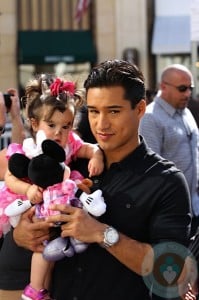Mario Lopez with baby Gia out for Halloween