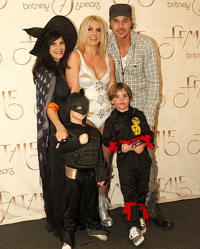 Britney Spears with mom Lynne and boyfriend Jason Trawick spend Halloween with the singer's boys Sean and Jayden in London