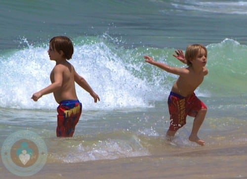 Sean P & Jayden James Federline swim the Beach in Rio