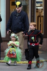 Philip Seymour Hoffman with daughter Willa and son Cooper out for Halloween