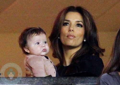 Eva Longoria with Harper Beckham at LA Galaxy Game