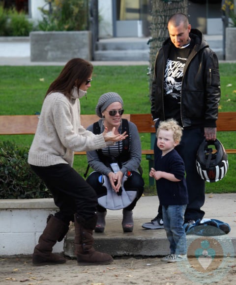 Pink and Carey Hart hang out at the park with Minnie Driver and son Henry