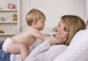 mom baby playing