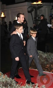 David Beckham with his sons Brooklyn and Romeo at the Sun Military Awards