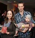 Autumn Reeser and husband Jesse Warren with son Finn at Secret Santa Event