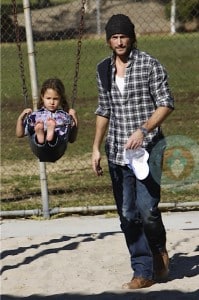 Gabriel Aubry and daughter Nahla Play at the park