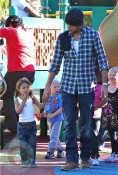 Gabriel Aubry and daughter Nahla Play at the park