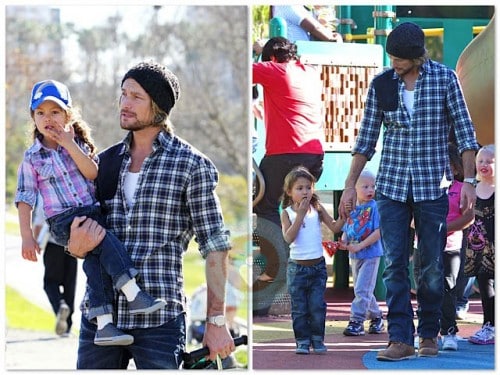 Gabriel Aubry and daughter Nahla Play at the park