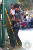 Gabriel Aubry and daughter Nahla Play at the park