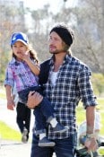 Gabriel Aubry and daughter Nahla Play at the park