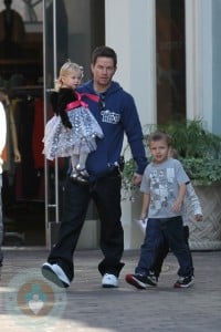 Mark Wahlberg with his kids at the Grove