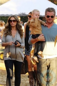 Pregnant Rebecca Gayheart, her husband Eric Dane and daughter Billie pumpkin hunting