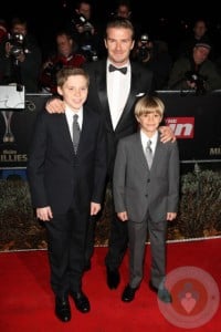 David Beckham with his sons Brooklyn and Romeo at the Sun Military Awards