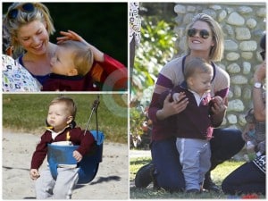 Ali Larter plays at the park with Teddy