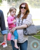 Alyson Hannigan with daughter Satyana at the market