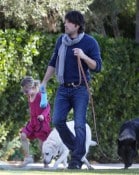 Ben and Violet Affleck walking the dogs on New Years Day