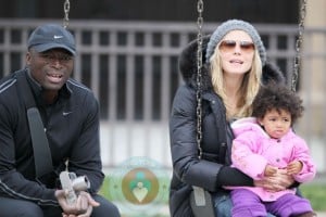 Heidi Klum and Seal with daughter Lou at the park