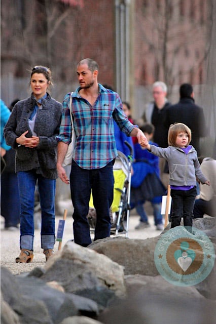 Keri Russell and Shane Deary with their kids stroll in Brooklyn