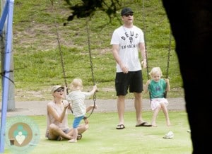 Liev Schreiber and Naomi Watts at the park with their boys