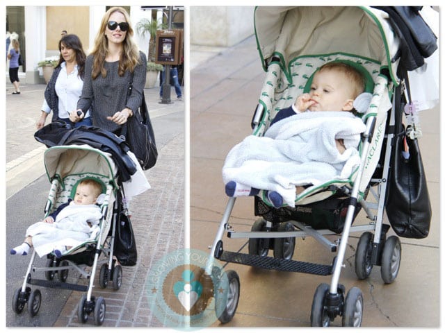 Monet Mazur with son Luciano at the Grove