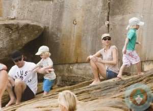 Naomi Watts and Liev Schreiber at the beach in Australia