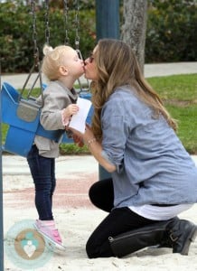 Rebecca Gayheart kisses her daughter Billie at Coldwater Canyon Creek Park