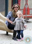 Rebecca Gayheart plays with daughter Billie at Coldwater Canyon Creek Park