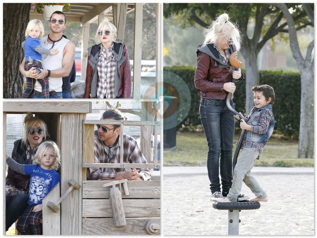 gwen, gavin and their kids enjoy the park