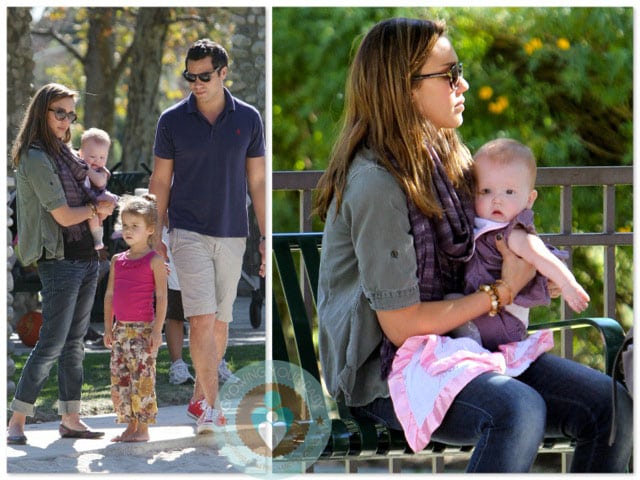 jessica alba and her family play at the park