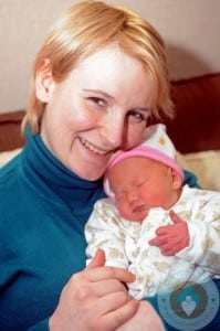 Catherine Griffiths and baby Sophia