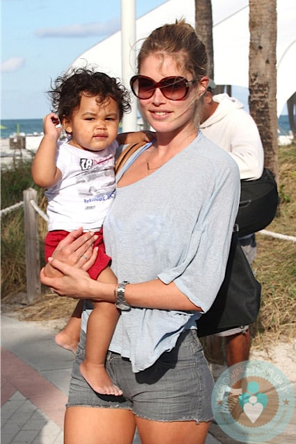 Doutzen Kroes and son Phyllon in Miami