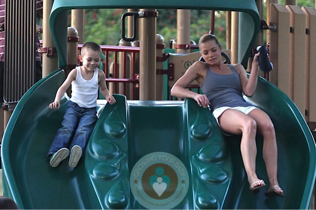 Jaime Pressly and son Dezi at the park