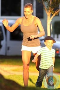 Jaime Pressly with son Dezi at the park
